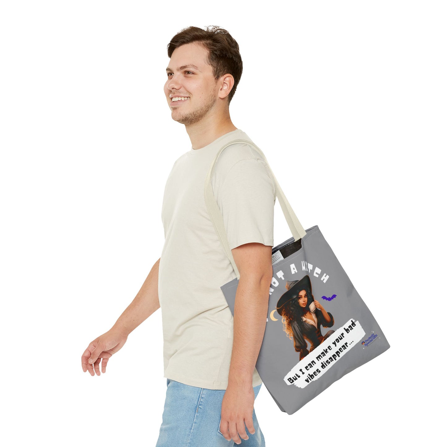 Bad Vibes Be Gone! Gray & White Tote Bag