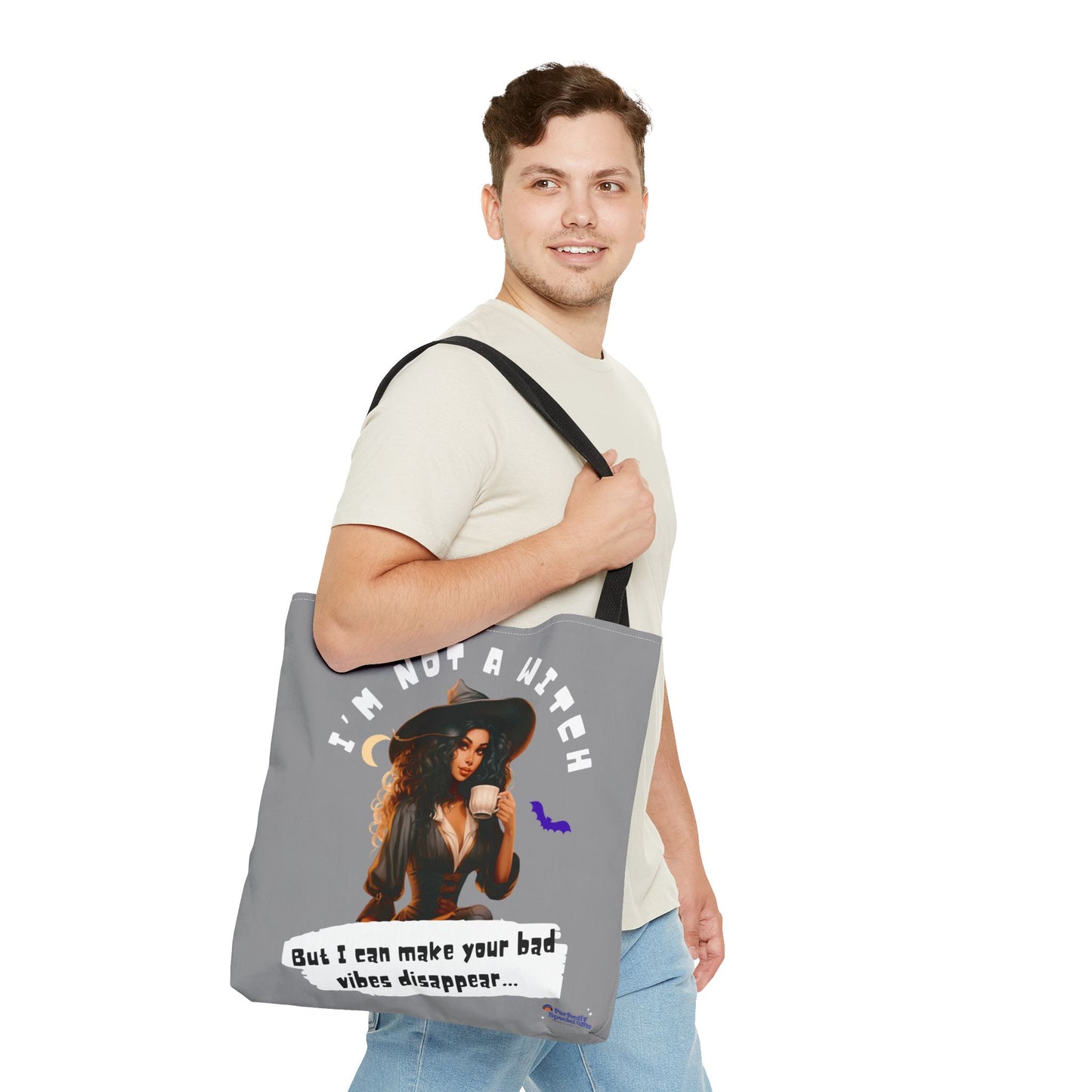 Bad Vibes Be Gone! Gray & White Tote Bag