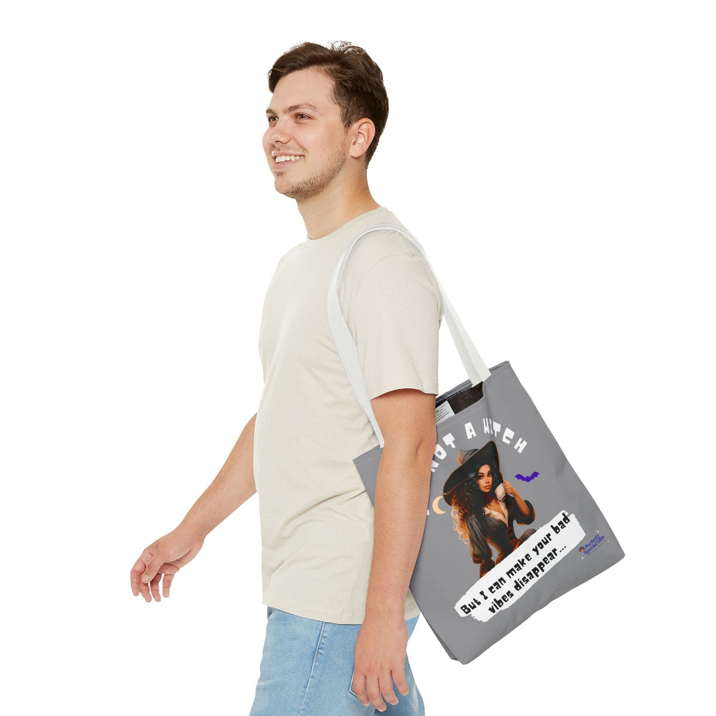 Bad Vibes Be Gone! Gray & White Tote Bag