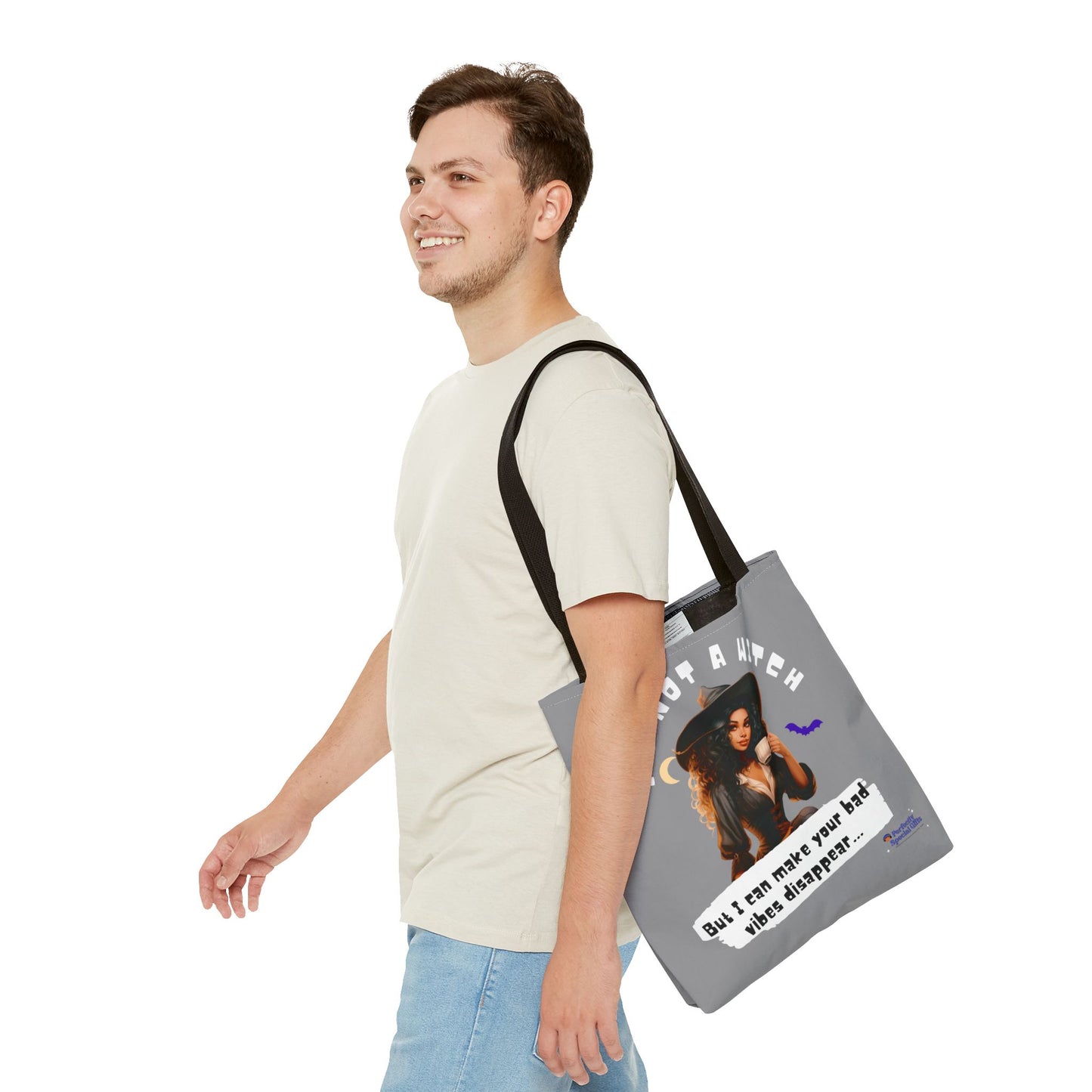 Bad Vibes Be Gone! Gray & White Tote Bag