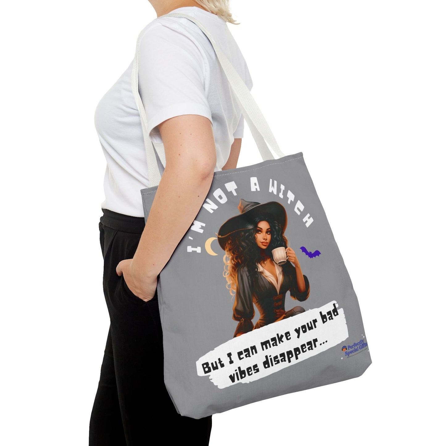 Bad Vibes Be Gone! Gray & White Tote Bag