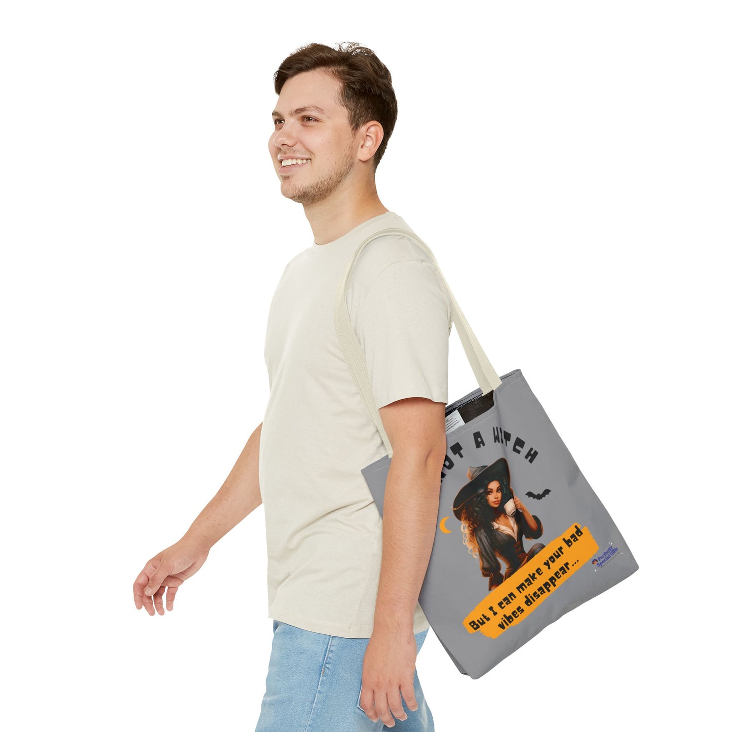 Bad Vibes Be Gone! Gray & Orange Tote Bag
