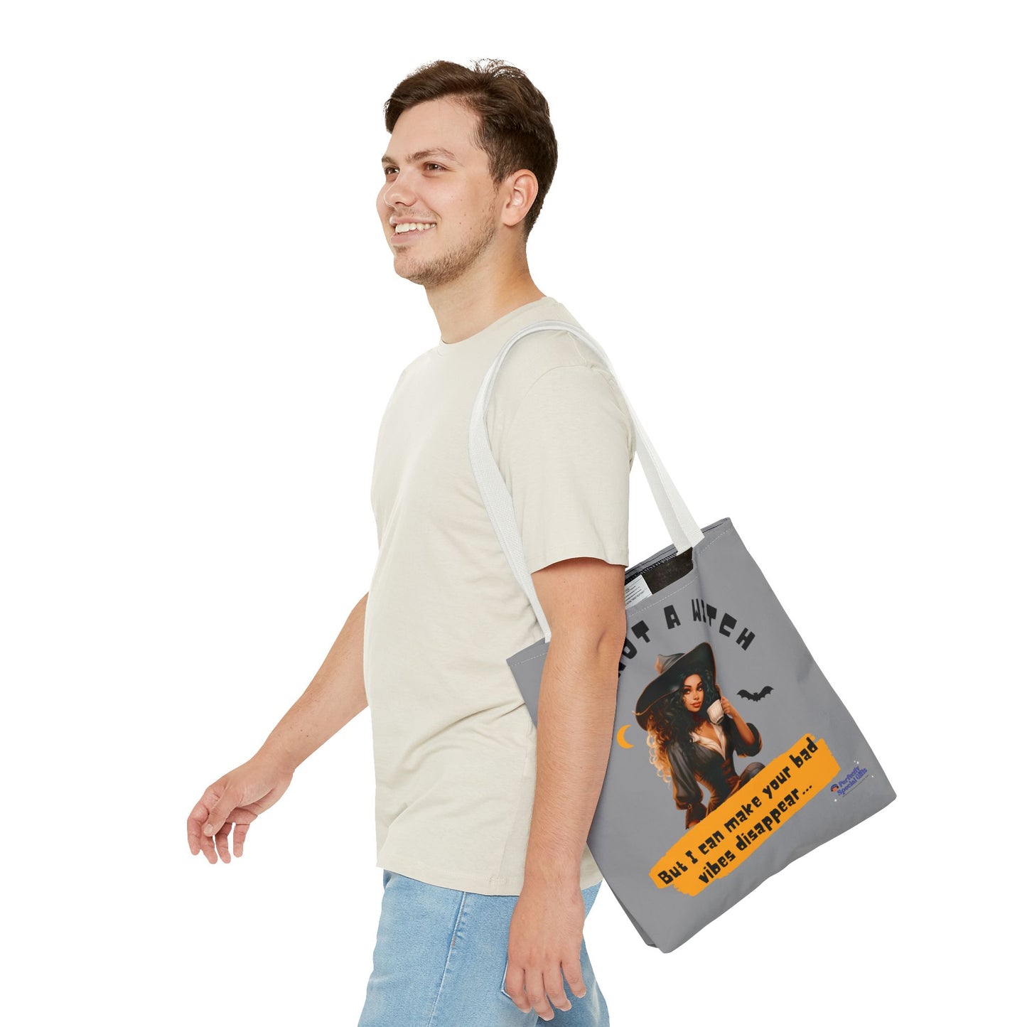 Bad Vibes Be Gone! Gray & Orange Tote Bag