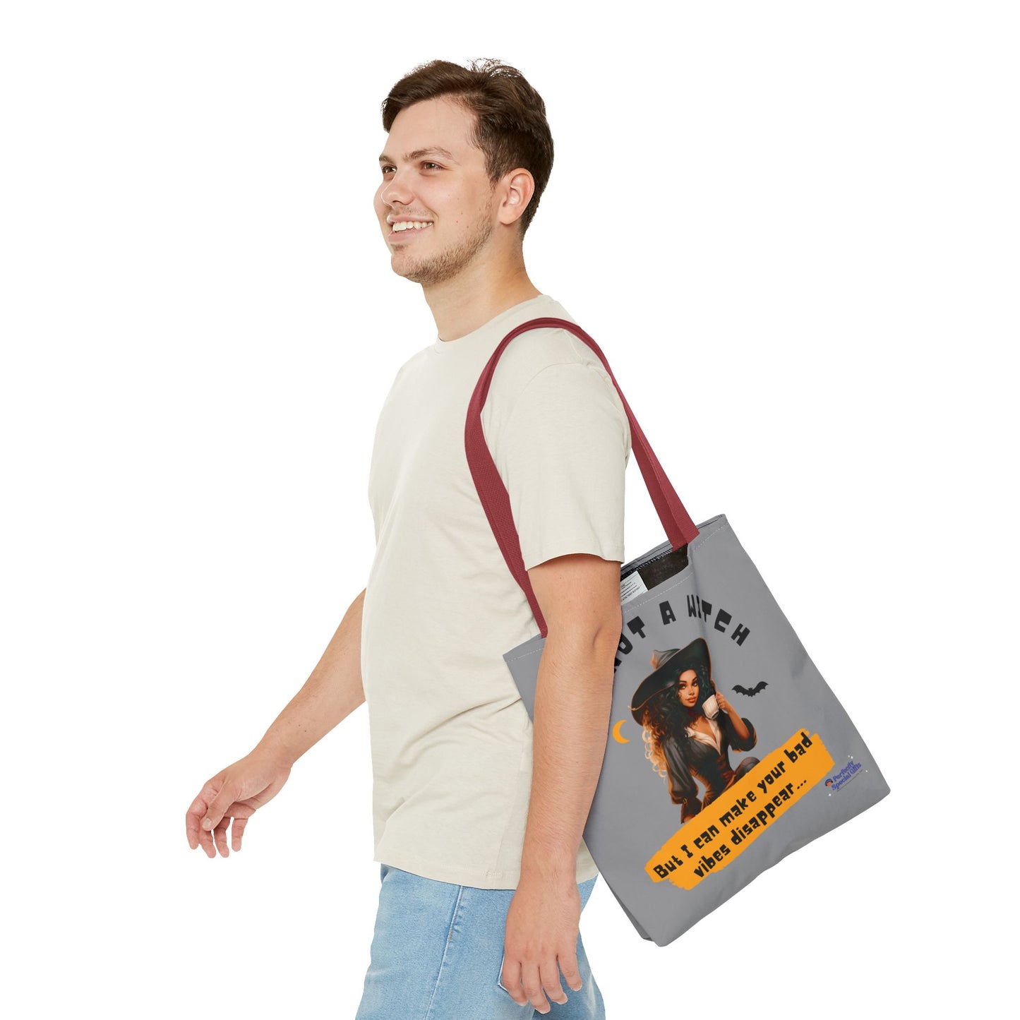 Bad Vibes Be Gone! Gray & Orange Tote Bag