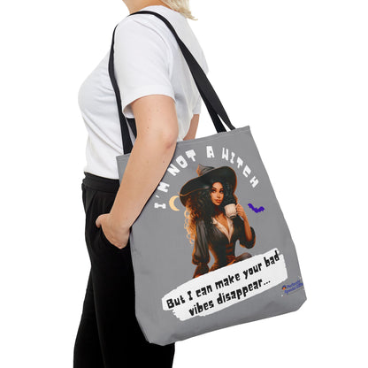 Bad Vibes Be Gone! Gray & White Tote Bag