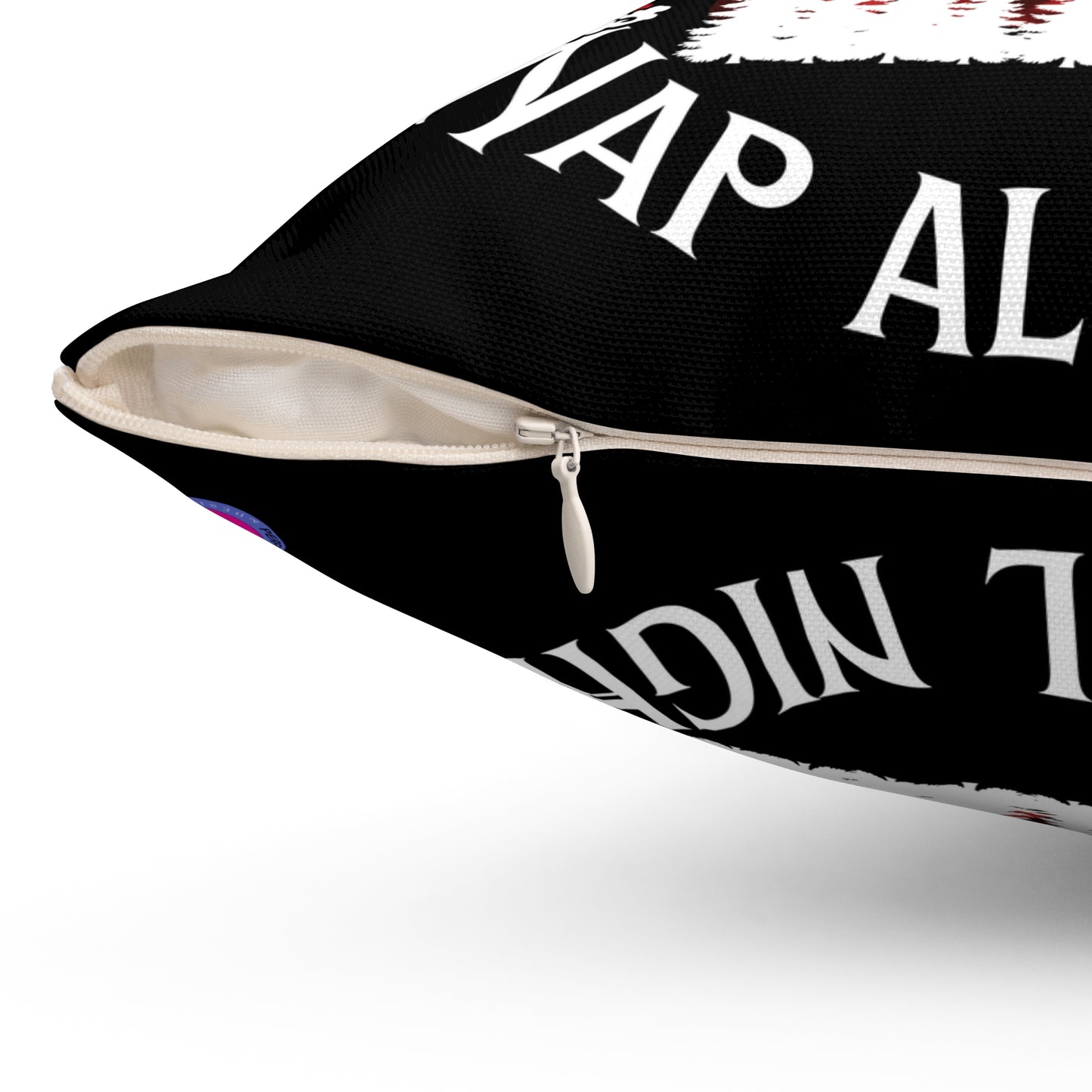 Black Sleigh All Day Nap All Night Pillow – Funny Holiday Decor for Moms