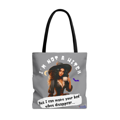 Bad Vibes Be Gone! Gray & White Tote Bag