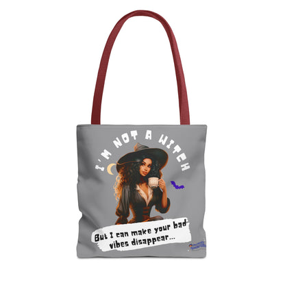 Bad Vibes Be Gone! Gray & White Tote Bag