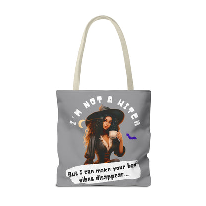 Bad Vibes Be Gone! Gray & White Tote Bag