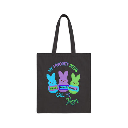 "My Favorite Peeps Call Me Mom" Personalized Cotton Canvas Tote Bag
