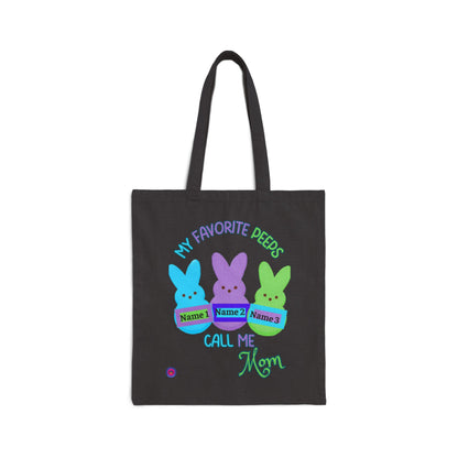 "My Favorite Peeps Call Me Mom" Personalized Cotton Canvas Tote Bag