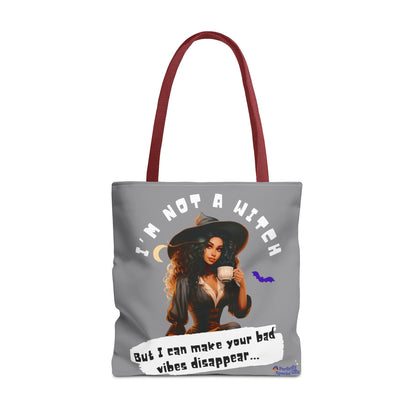 Bad Vibes Be Gone! Gray & White Tote Bag