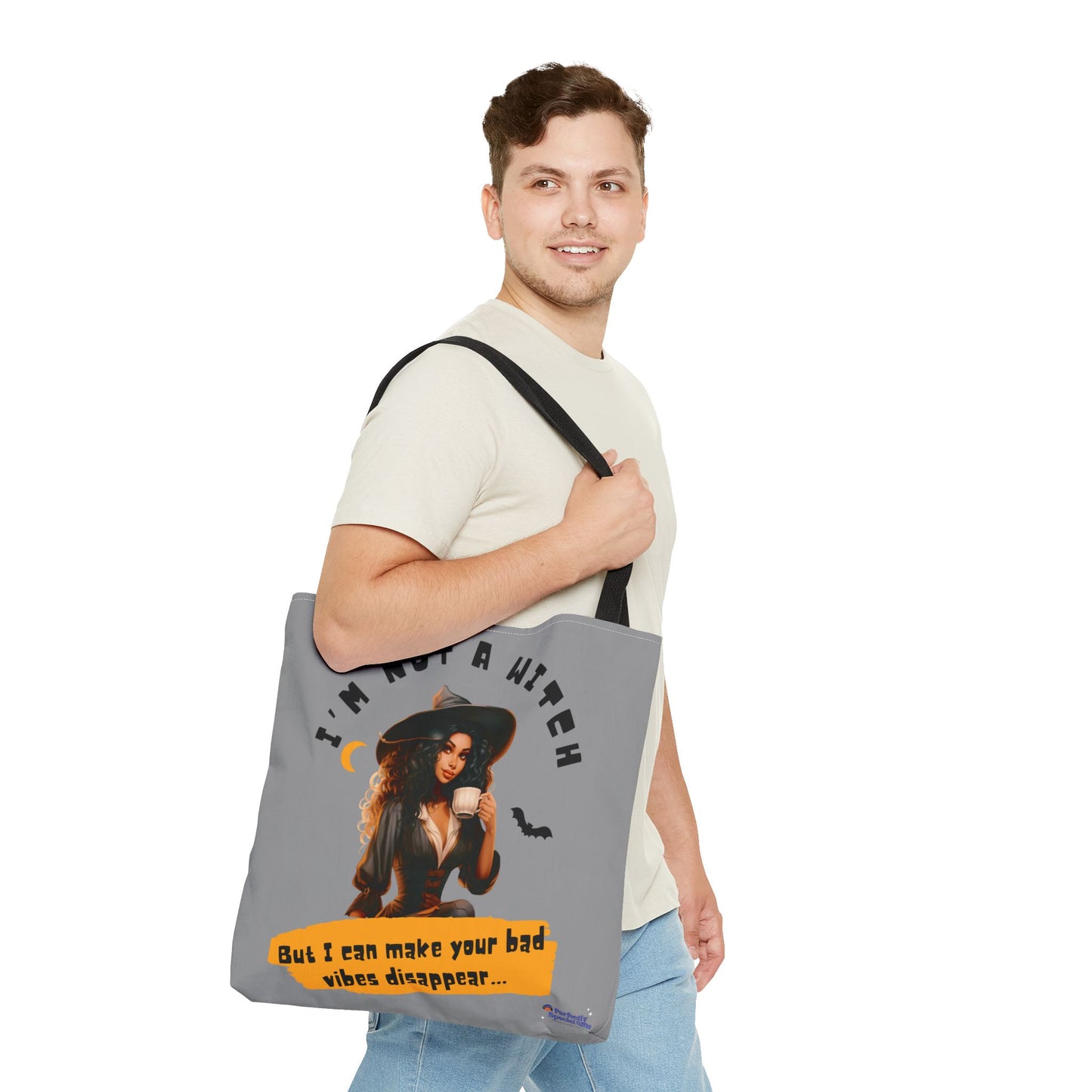 Bad Vibes Be Gone! Gray & Orange Tote Bag