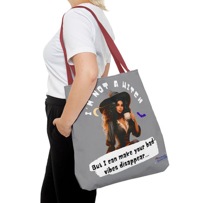 Bad Vibes Be Gone! Gray & White Tote Bag