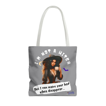 Bad Vibes Be Gone! Gray & White Tote Bag