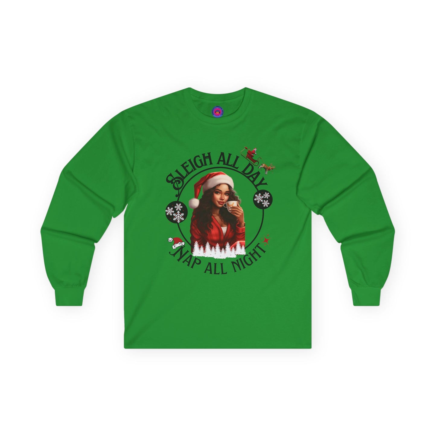 Sleigh All Day Nap All Night Funny Long Sleeve Christmas Shirt for Women