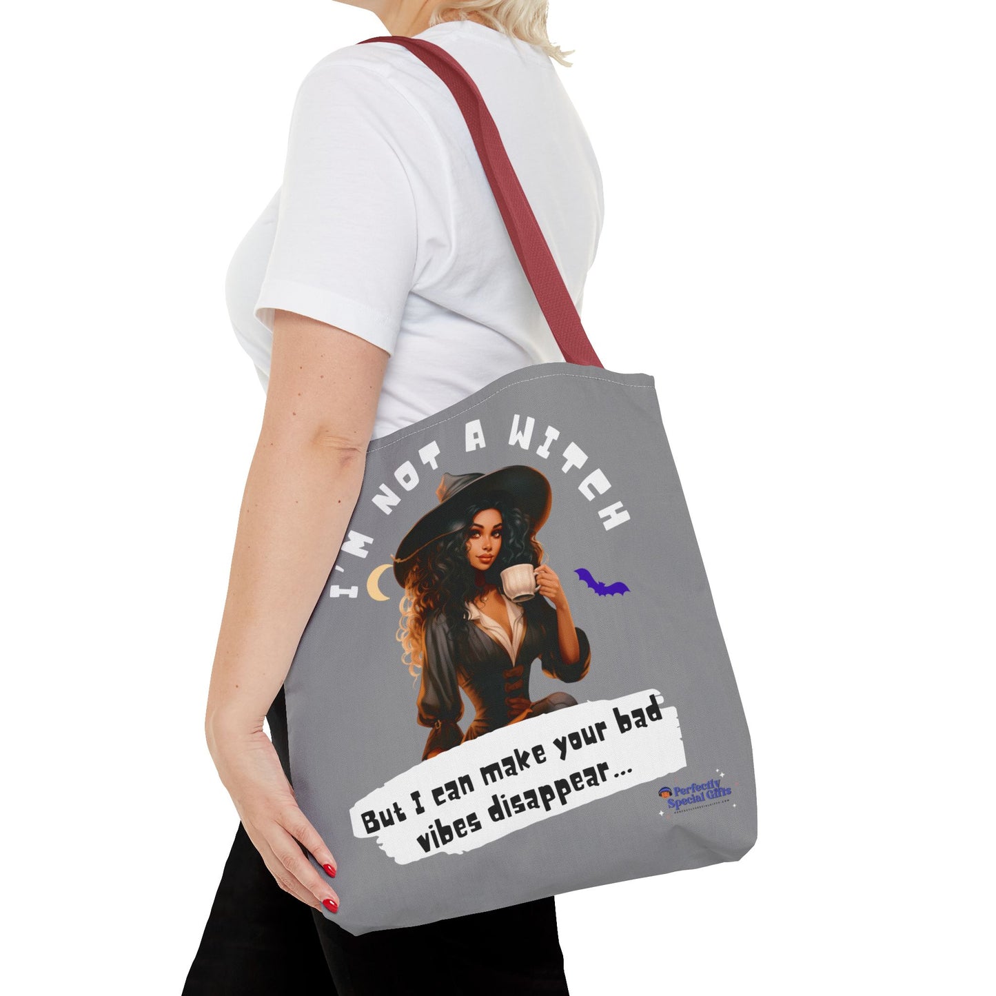 Bad Vibes Be Gone! Gray & White Tote Bag