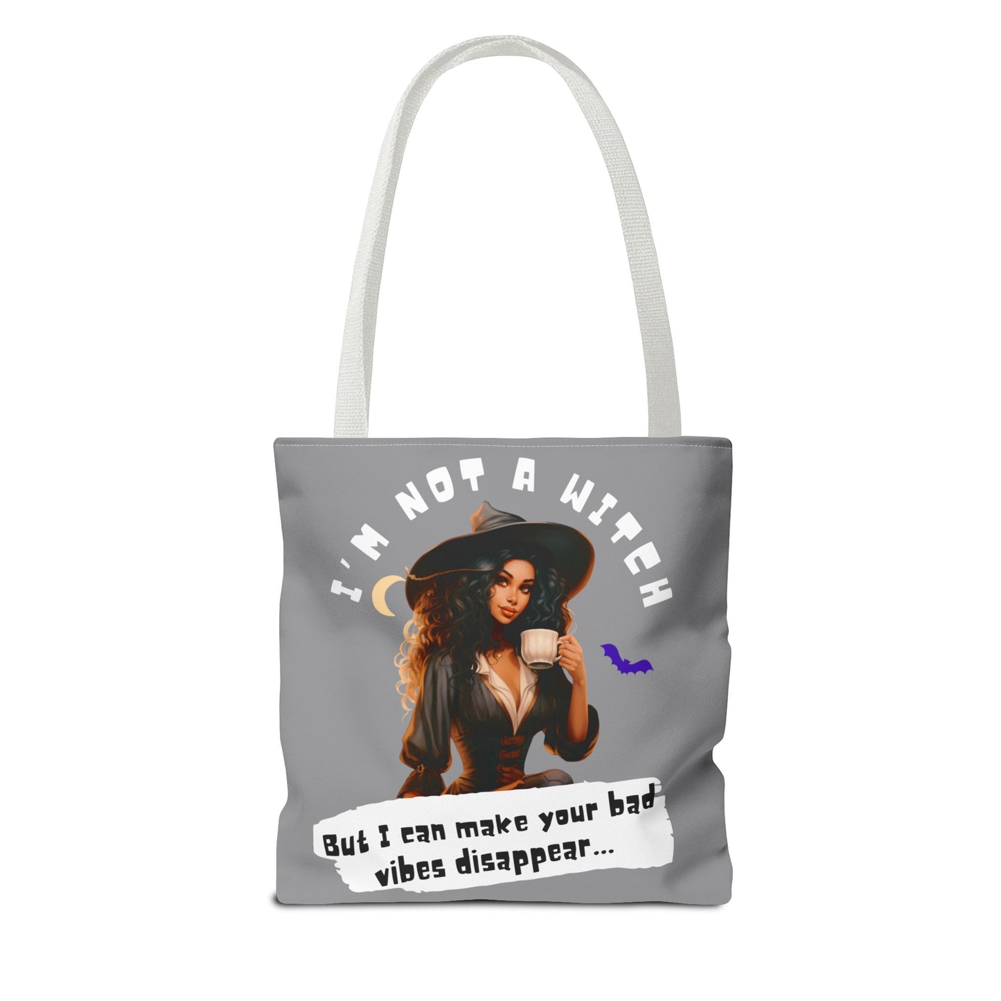 Bad Vibes Be Gone! Gray & White Tote Bag