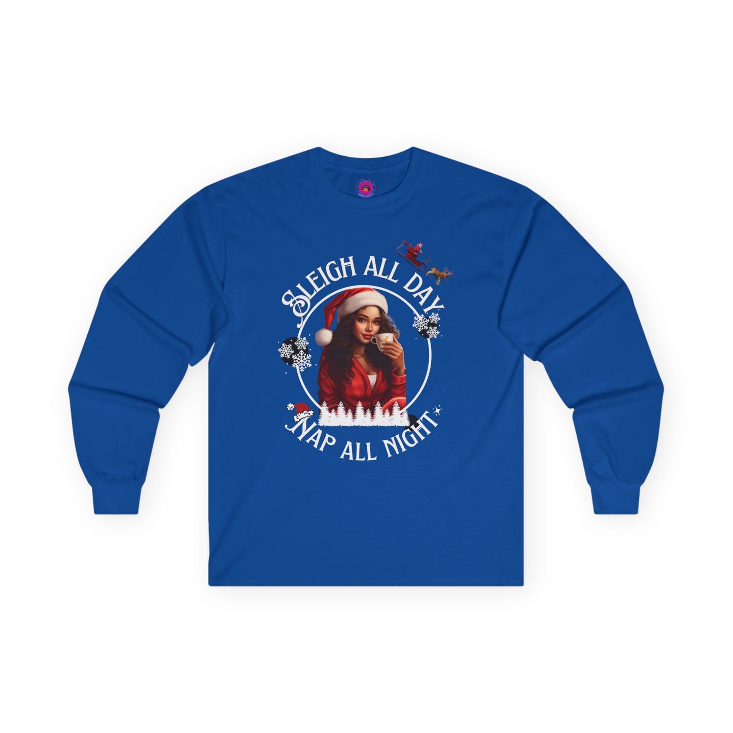 Sleigh All Day Nap All Night Funny Long Sleeve Christmas Shirt for Women