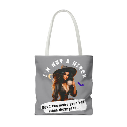 Bad Vibes Be Gone! Gray & White Tote Bag