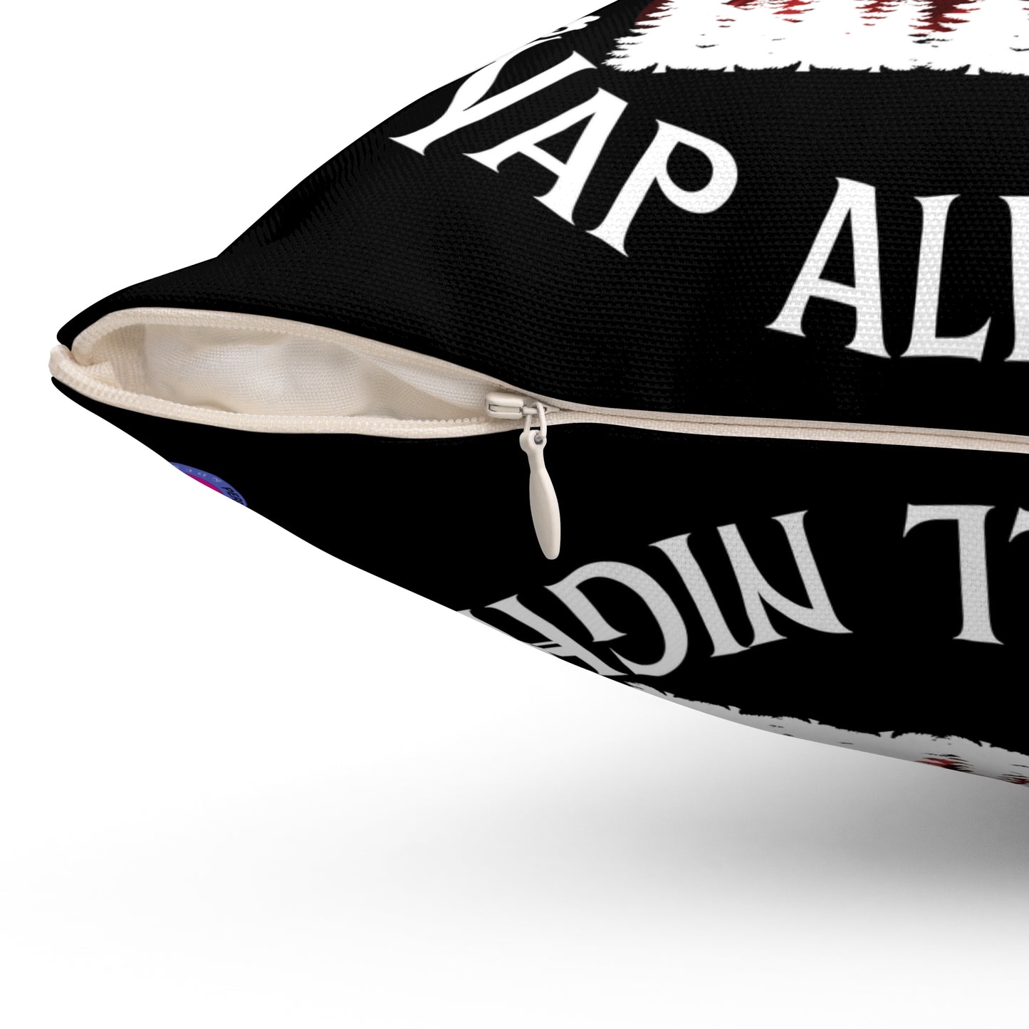 Black Sleigh All Day Nap All Night Pillow – Funny Holiday Decor for Moms