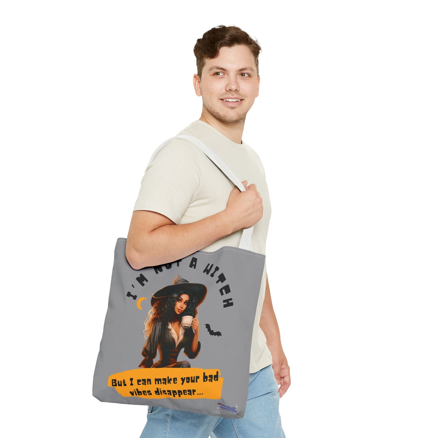 Bad Vibes Be Gone! Gray & Orange Tote Bag