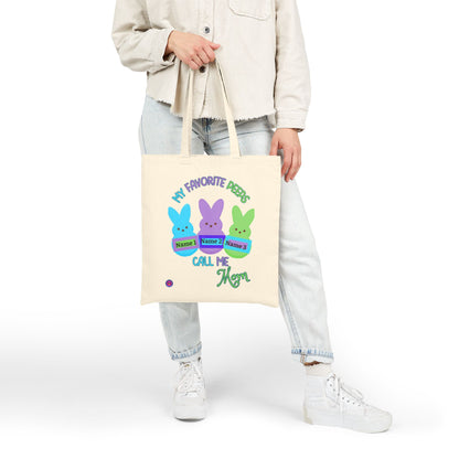 "My Favorite Peeps Call Me Mom" Personalized Cotton Canvas Tote Bag