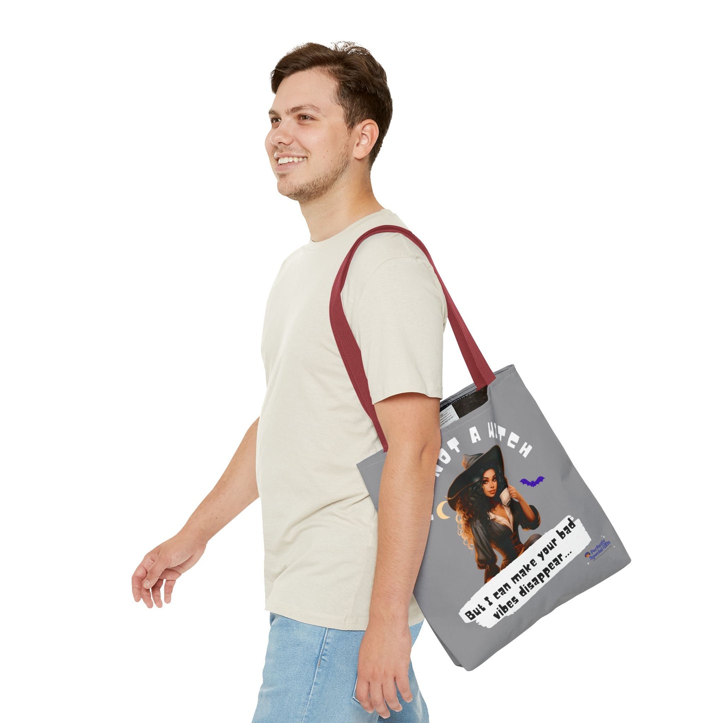 Bad Vibes Be Gone! Gray & White Tote Bag