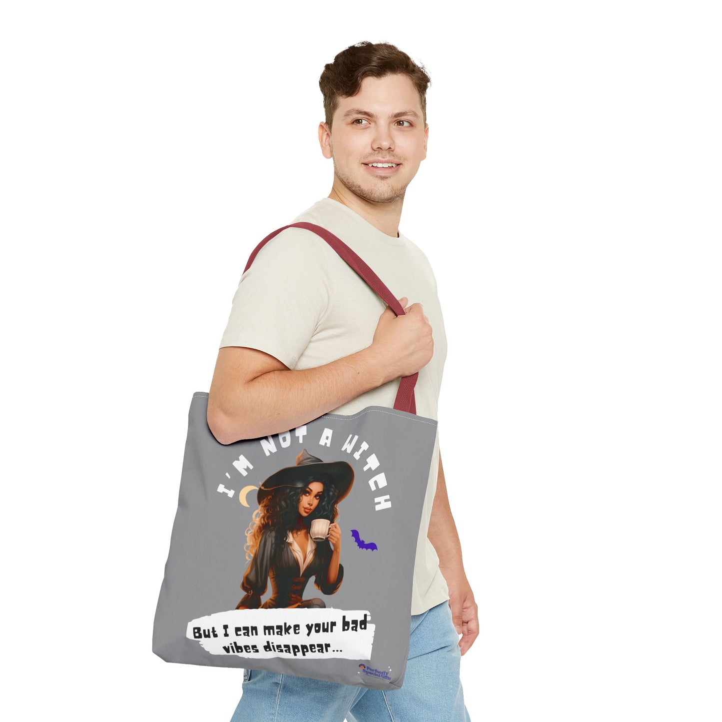 Bad Vibes Be Gone! Gray & White Tote Bag