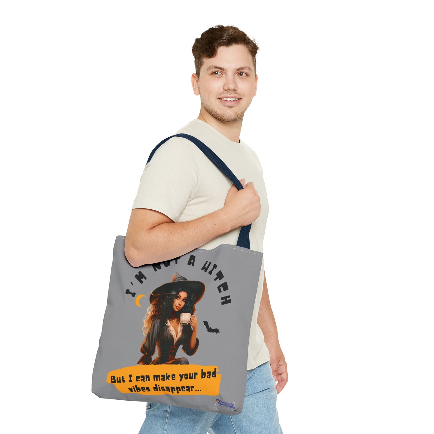 Bad Vibes Be Gone! Gray & Orange Tote Bag
