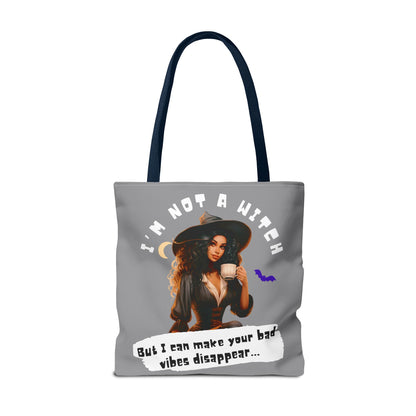 Bad Vibes Be Gone! Gray & White Tote Bag